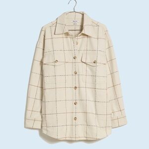 Madewell Bouclé Oversized Shirt-Jacket in Windowpane